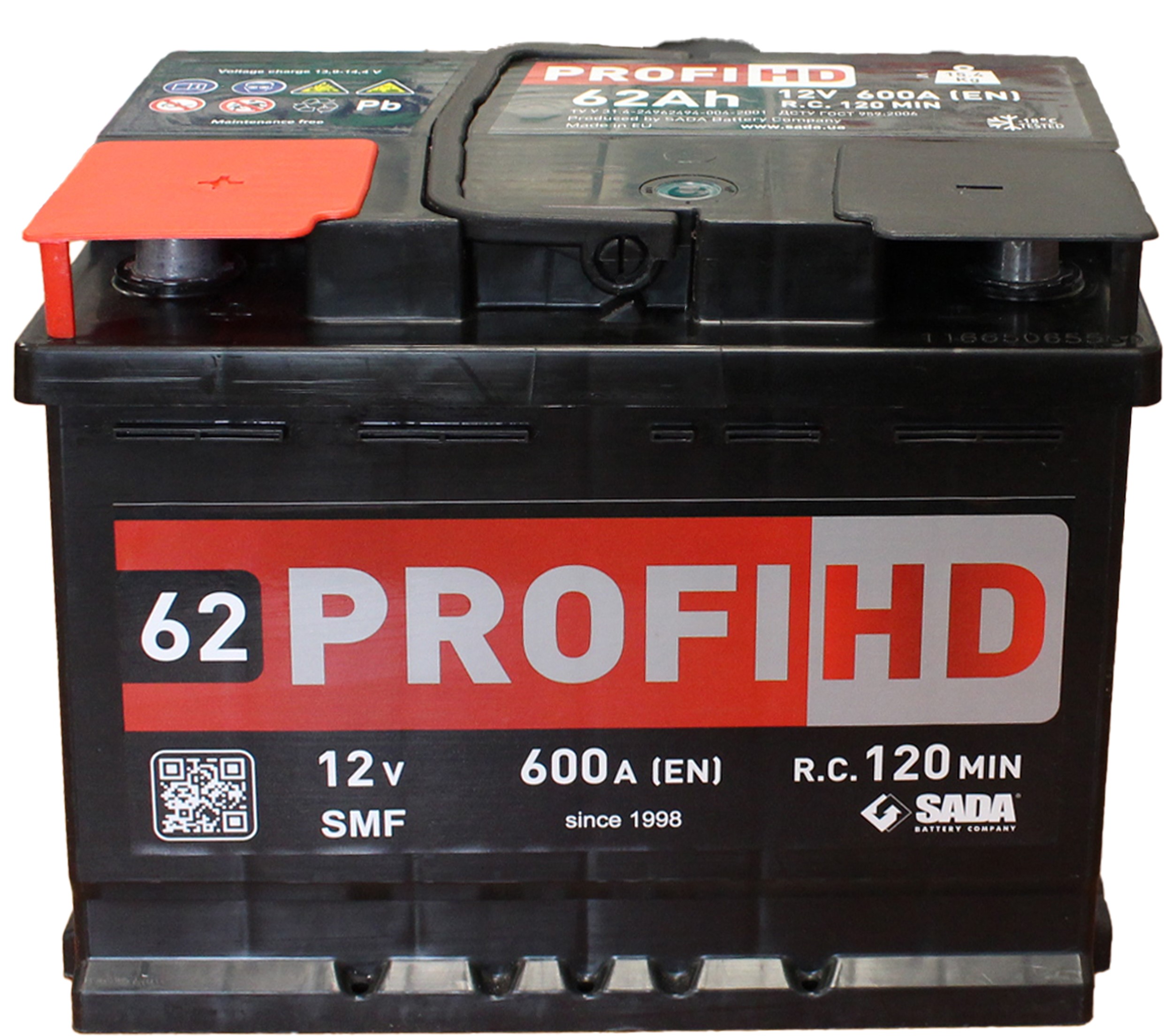 Батарея акумуляторна свинцева стартерна 6СТ-62Аз SADA PROFI HD SMF